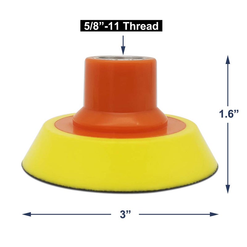 SENRAY 3PCS 3 Inch Hook & Loop Backing Plate, 5/8" Thread Sanding Backing Pads for Rotary Polisher and Sander - Image 2